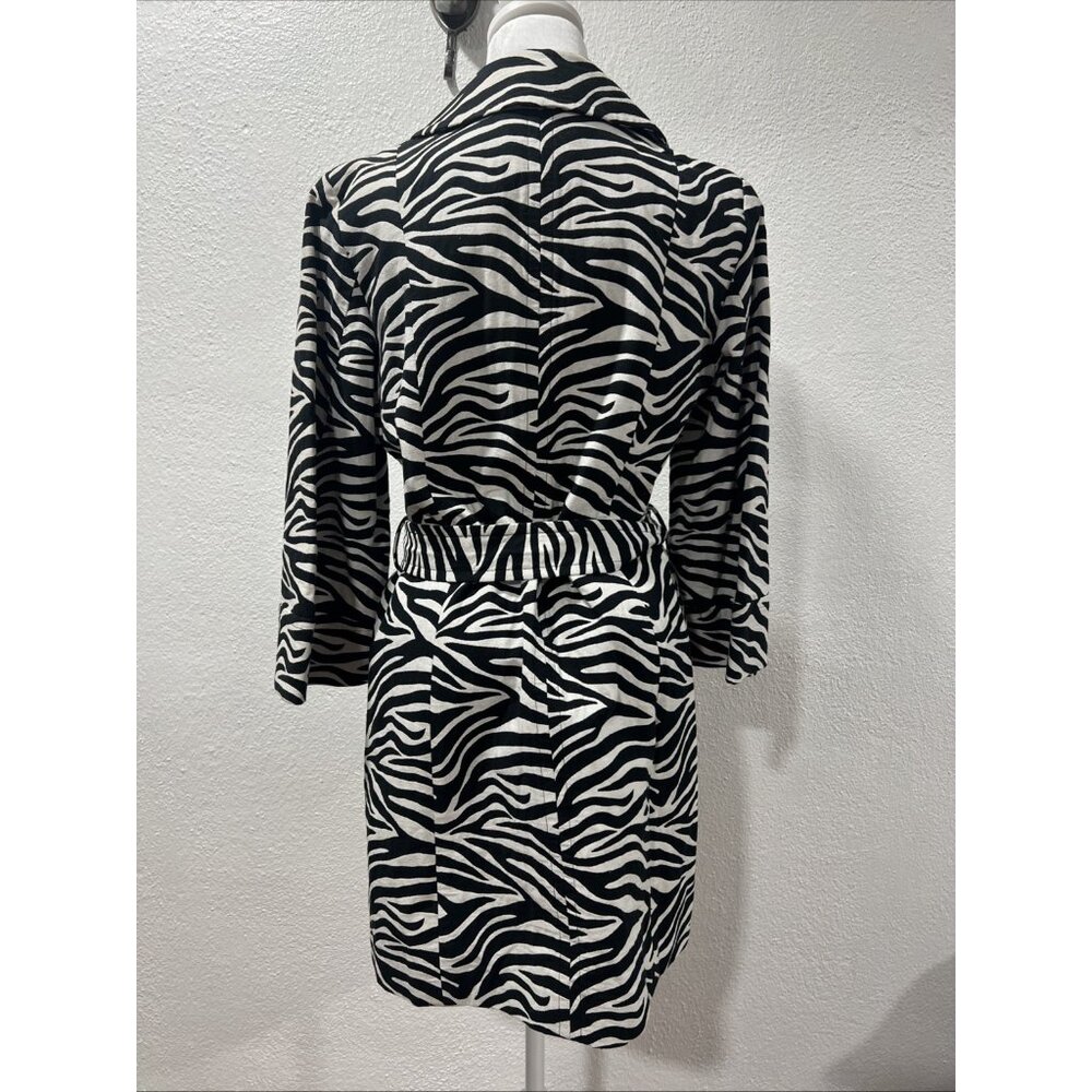 Inc Zebra Print Overcoat Button Front Size Medium… - image 7